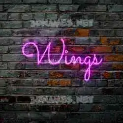 wings in Pink Neon style - 3D name wallpaper
