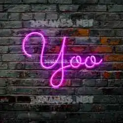 yoo in Pink Neon style - 3D name wallpaper