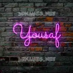 yousaf in Pink Neon style - 3D name wallpaper