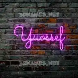 yuossef in Pink Neon style - 3D name wallpaper