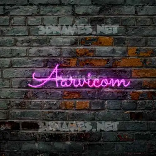aarvicom in Pink Neon style - 3D name wallpaper