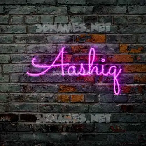 aashiq in Pink Neon style - 3D name wallpaper