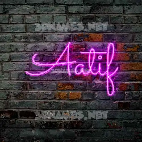 aatif in Pink Neon style - 3D name wallpaper