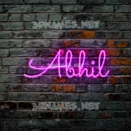 abhil in Pink Neon style - 3D name wallpaper