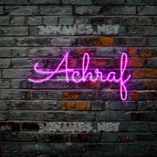achraf in Pink Neon style - 3D name wallpaper