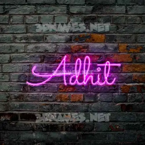 adhit in Pink Neon style - 3D name wallpaper