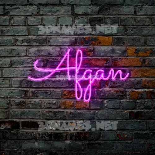 afgan in Pink Neon style - 3D name wallpaper