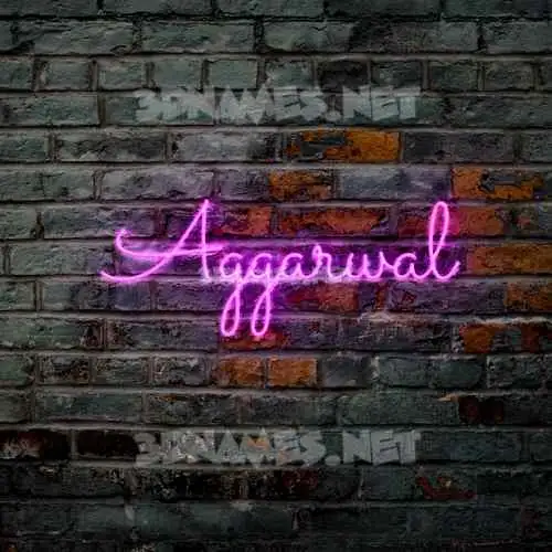 aggarwal in Pink Neon style - 3D name wallpaper