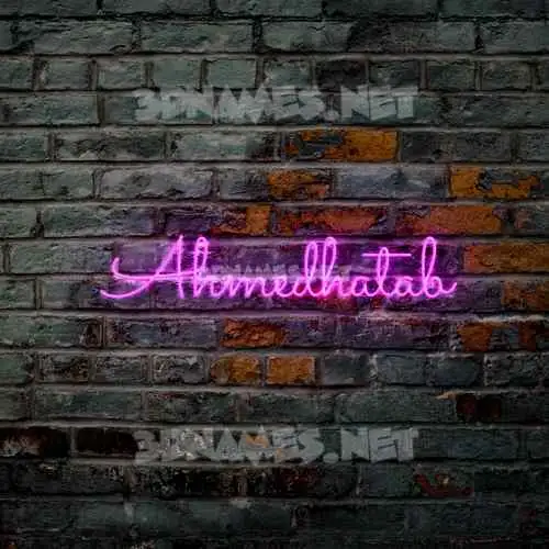 ahmedhatab in Pink Neon style - 3D name wallpaper