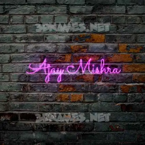 ajay mishra in Pink Neon style - 3D name wallpaper