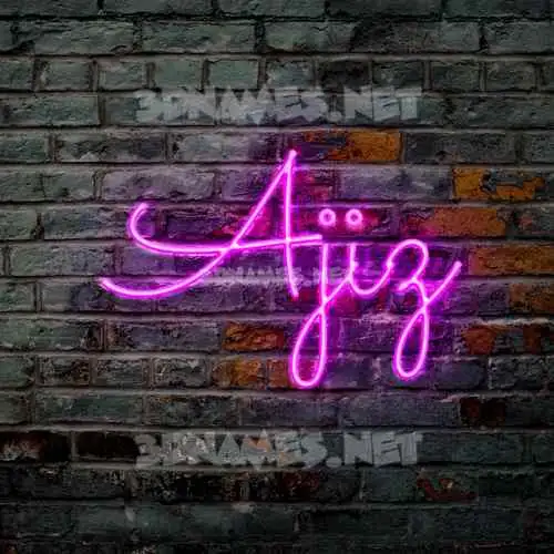 ajiz in Pink Neon style - 3D name wallpaper