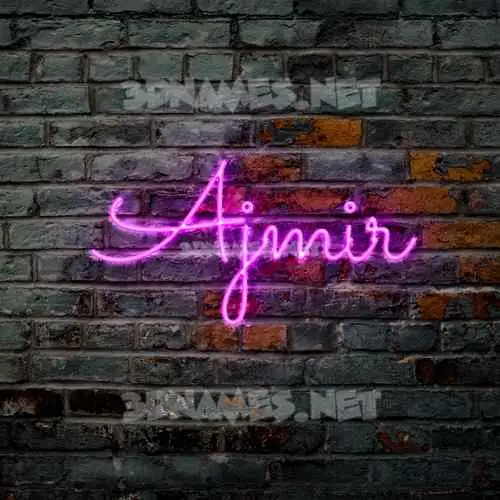 ajmir in Pink Neon style - 3D name wallpaper
