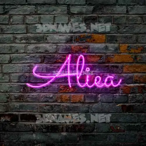 aliea in Pink Neon style - 3D name wallpaper