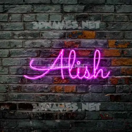 alish in Pink Neon style - 3D name wallpaper