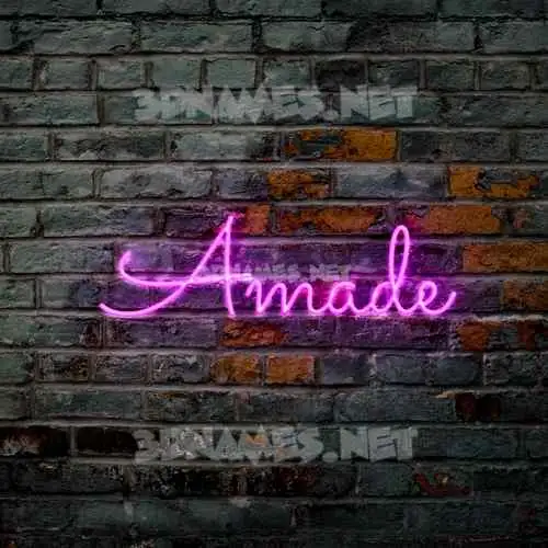 amade in Pink Neon style - 3D name wallpaper