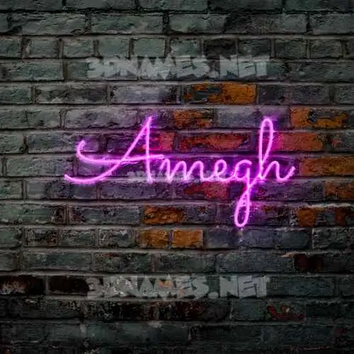 amegh in Pink Neon style - 3D name wallpaper