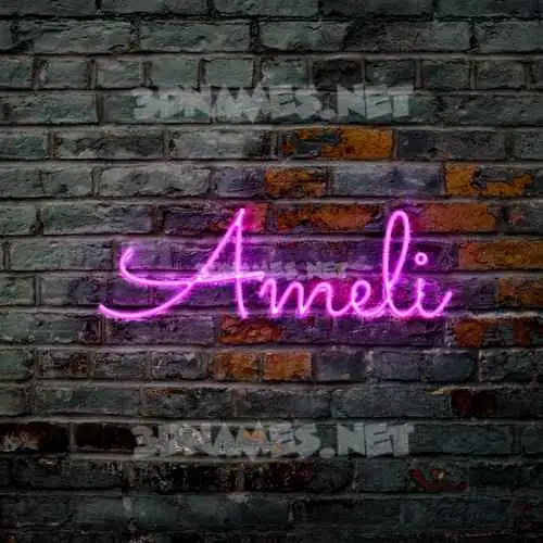 ameli in Pink Neon style - 3D name wallpaper