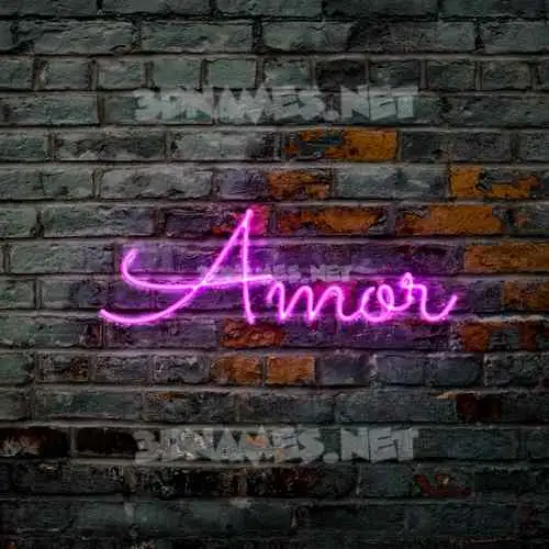amor in Pink Neon style - 3D name wallpaper