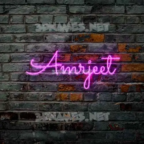amrjeet in Pink Neon style - 3D name wallpaper