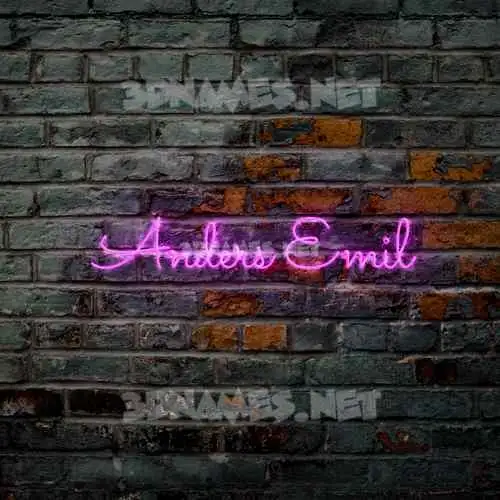 anders emil in Pink Neon style - 3D name wallpaper