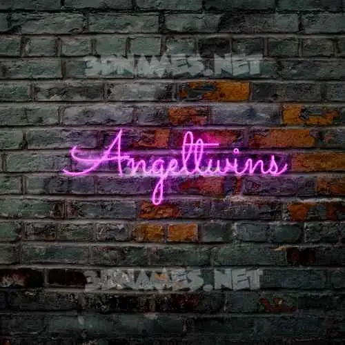 angeltwins in Pink Neon style - 3D name wallpaper
