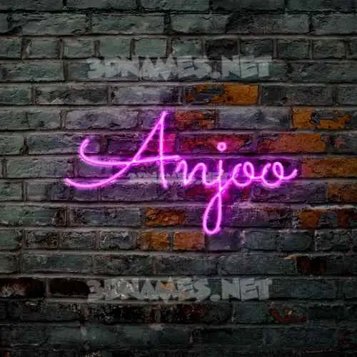 anjoo in Pink Neon style - 3D name wallpaper