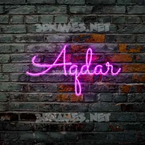 aqdar in Pink Neon style - 3D name wallpaper