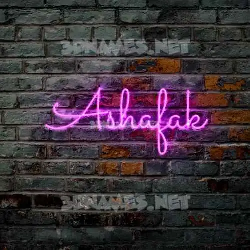 ashafak in Pink Neon style - 3D name wallpaper