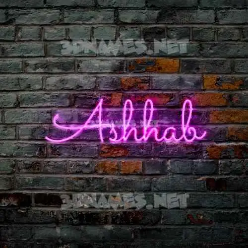 ashhab in Pink Neon style - 3D name wallpaper