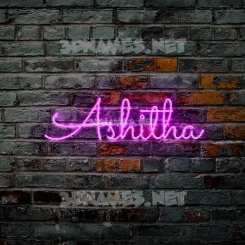 ashitha in Pink Neon style - 3D name wallpaper