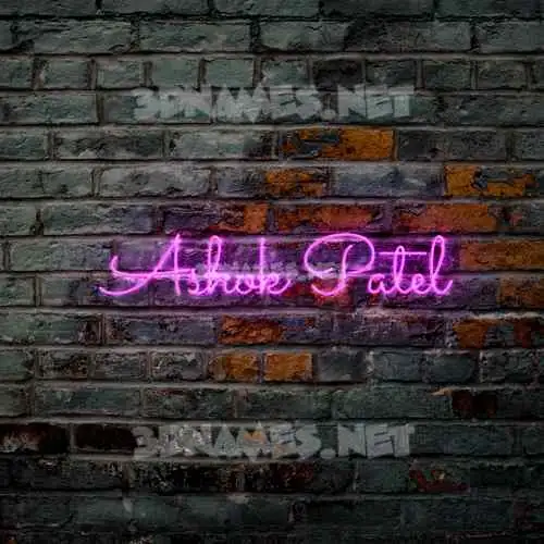 ashok patel in Pink Neon style - 3D name wallpaper
