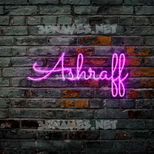 ashraff in Pink Neon style - 3D name wallpaper