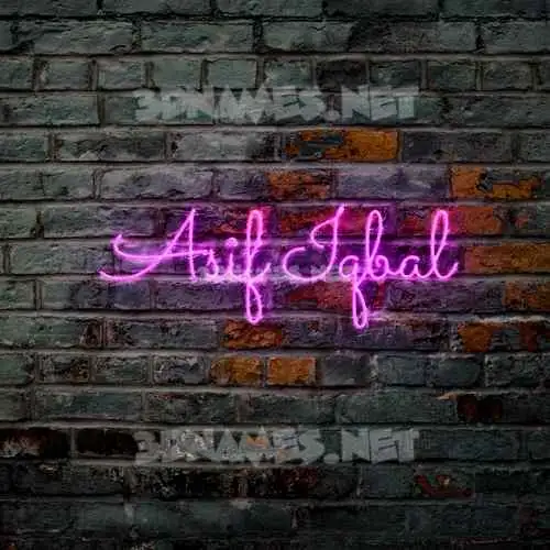 asif iqbal in Pink Neon style - 3D name wallpaper