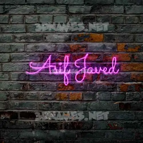 asif javed in Pink Neon style - 3D name wallpaper