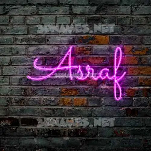 asraf in Pink Neon style - 3D name wallpaper