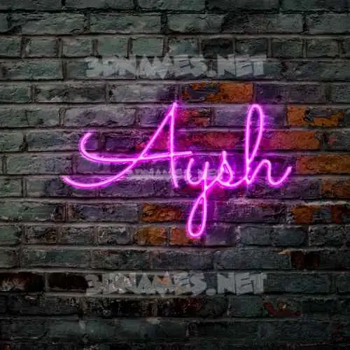 aysh in Pink Neon style - 3D name wallpaper