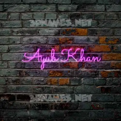 ayub khan in Pink Neon style - 3D name wallpaper