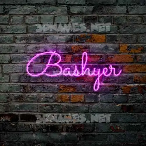 bashyer in Pink Neon style - 3D name wallpaper