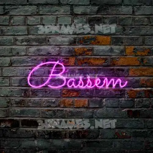 bassem in Pink Neon style - 3D name wallpaper