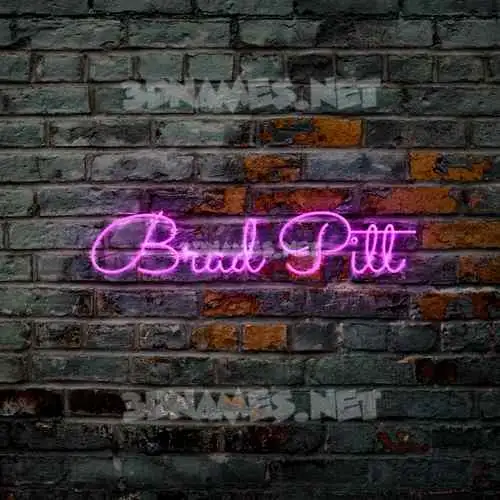 brad pitt in Pink Neon style - 3D name wallpaper
