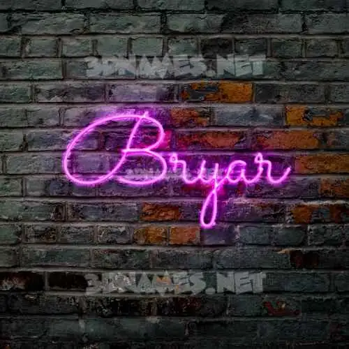 bryar in Pink Neon style - 3D name wallpaper