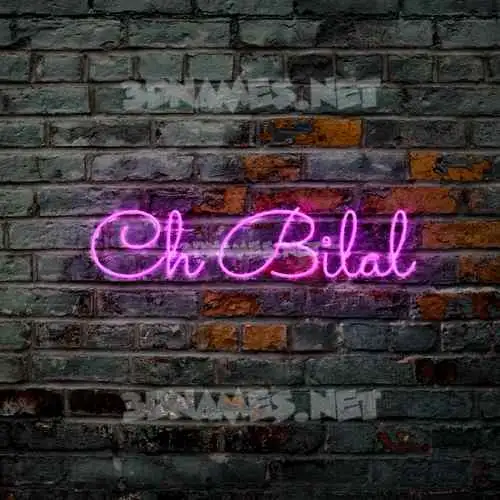 ch bilal in Pink Neon style - 3D name wallpaper