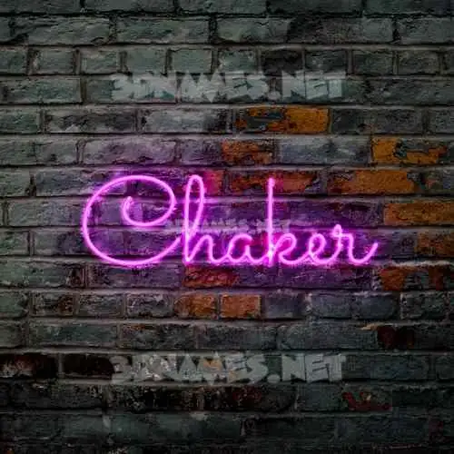 chaker in Pink Neon style - 3D name wallpaper