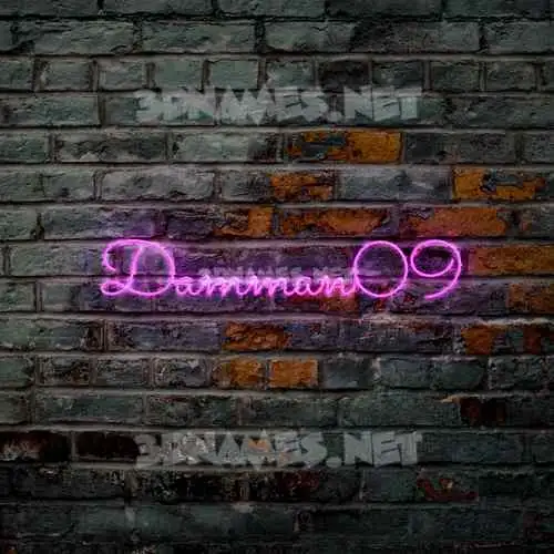 damman09 in Pink Neon style - 3D name wallpaper