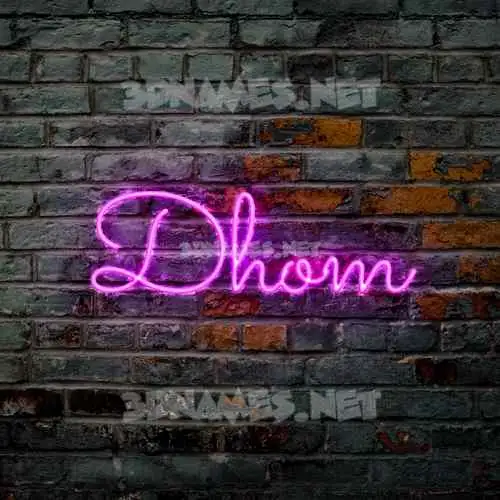 dhom in Pink Neon style - 3D name wallpaper