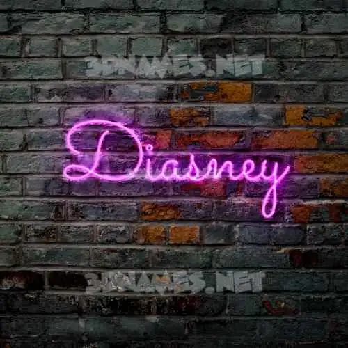 diasney in Pink Neon style - 3D name wallpaper