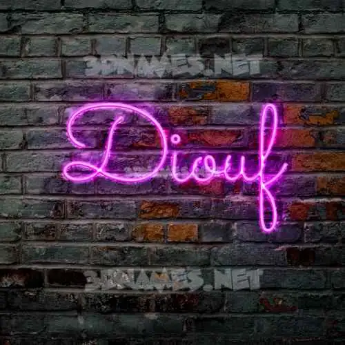 diouf in Pink Neon style - 3D name wallpaper