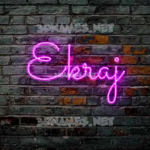 ekraj in Pink Neon style - 3D name wallpaper
