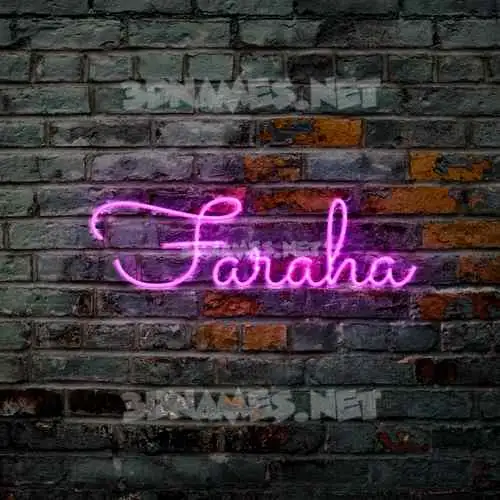 faraha in Pink Neon style - 3D name wallpaper