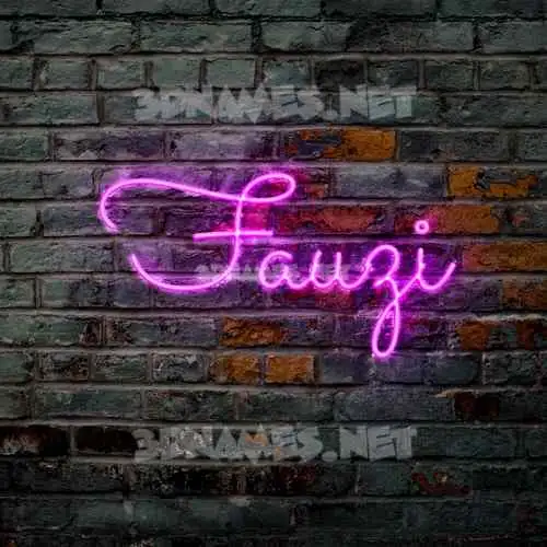 fauzi in Pink Neon style - 3D name wallpaper
